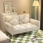 Sofa Bed with adjustable arm for Small Apartments, Living Room, Office, Couch, 2 Seat Sofa with Linen Fabric