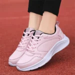 Autumn Normal Leather Dark Green Sneakers Running Golf Shoes For Woman Pink Woman Boots Sport Tenni Trainners Besket