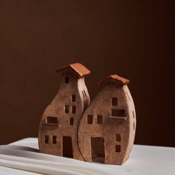 Charming Ceramic Old Houses | 7" Crooked House Decor | Ceramic Big Houses | Artisan-Made Crooked Home | Rustic Old & Crooked Ceramic Houses