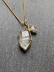 Unique herkimer diamonds necklace | raw herkimer diamonds pendant | handmade jewelry | crystal necklace | carbon inclusion herkimer