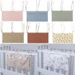 Cotton Portable Baby Bed Storage Bag Two-layers Thicken Newborn Crib Hanging Bag Organizer for Kids Baby Bedding Set Diaper Bag