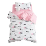 3Pcs Princess Cotton Crib Bed Linen Kit Cartoon Baby Bedding Set Includes Pillowcase Bed Sheet Duvet Cover Without Filler