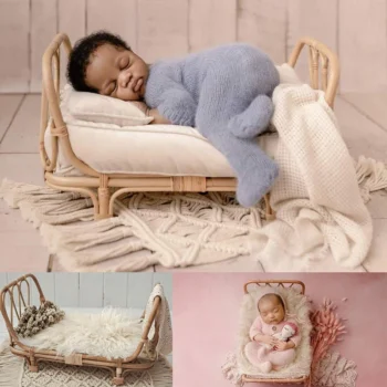 New Born Photography Prop Bed Handmade Baby Doll Bed Rattan Bamboo Basket Baby Bebe Newborn Photography Props Accessorie Studio
