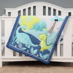 3 pcs Baby Crib Bedding Set dinosaures for boys hot sale including quilt, crib sheet, crib skirt