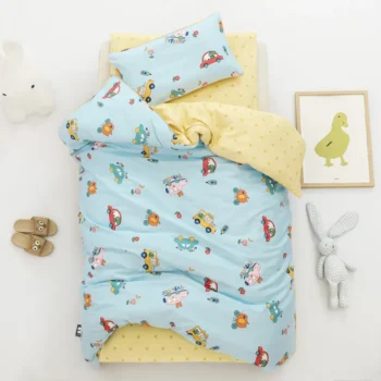 Pure Cotton Children's Baby Bedding Set Cartoon Printing Kindergarten Boy Girl Bed Sheets Quilt Cover Without Filling 3pcs/set