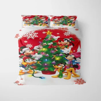 Christmas Kids Gift Disney Mickey Mouse Bedding Set Cartoon Duvet Cover Pillowcase Children Bedclothes Queen King Size 140x200cm