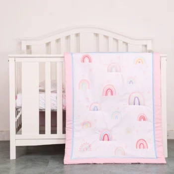 Rainbow Crib Set Baby Crib Bedding Set for Boys Girls Soft Animal Nursery Baby Shower 3Piece Comforter Fitted Sheet Crib Skirt
