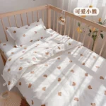 3Pcs Set Newborn Baby Bedding Sets Cotton Cartoon Printing Infant Toddlers Bed Sheet Pillowcase Duvet Cover Case Blanket Kids