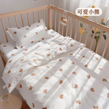 3Pcs Set Newborn Baby Bedding Sets Cotton Cartoon Printing Infant Toddlers Bed Sheet Pillowcase Duvet Cover Case Blanket Kids