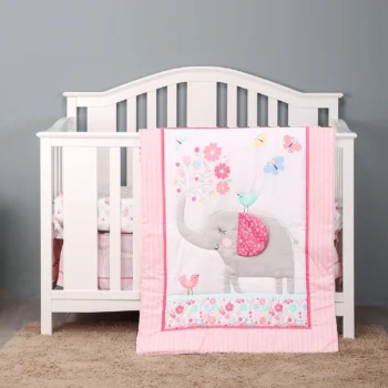 Baby Girl Nursery Crib Bedding Set safari Infant Nursery Room Newborn 3Piece Comforter Fitted Sheet Crib Skirt