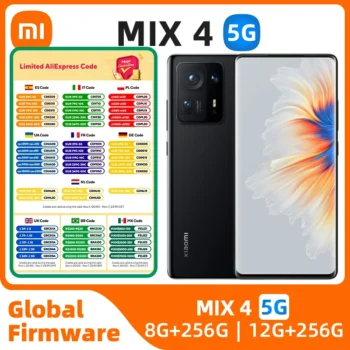 Xiaomi MIX 4 5g SmartPhone Snapdragon 888 plus 6.67inch Screen 256GB Rom 108MP Camera 4500mAh 120W Charge Used Phone