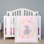 Floral Elephant Girl baby crib bedding set Crib Sheet Set Nursery Soft Infant Newborn 3Piece Comforter Fitted Sheet Crib Skirt