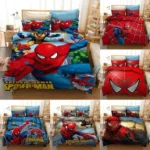 Marvel Spiderman Bedding Set Anime Cartoon Boys Kids Comforter Duvet Cover Set Single Queen Cool Bedclothes Pillowcase 140x200cm