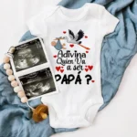 Guess Who Is Going To Be Dad Print Baby Romper Pregnancy Announcement Clothes Newborn Jumpsuit Infant Reveal Bodysuit for Daddy
