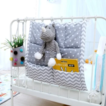 50*50cm Cartoon Bed Hanging Storage Bag Baby Cot Bed Brand Baby Cotton Crib Organizer Toy Diaper Pocket for Crib Bedding Set