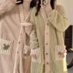 kf-Se1cb032761a046c0a5c20f6ed41a705a6-Flannel-Rainbow-Cardigan-Sleeping-Robe-Set-for-Women-2024-Autumn-Winter-Long-Size-Coral-Velvet-Warm