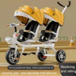 Multifunctional Twin Children's Tricycle Foldable Baby Bicycle Two-way Twin Baby Stroller Swivel Seat Double Stroller