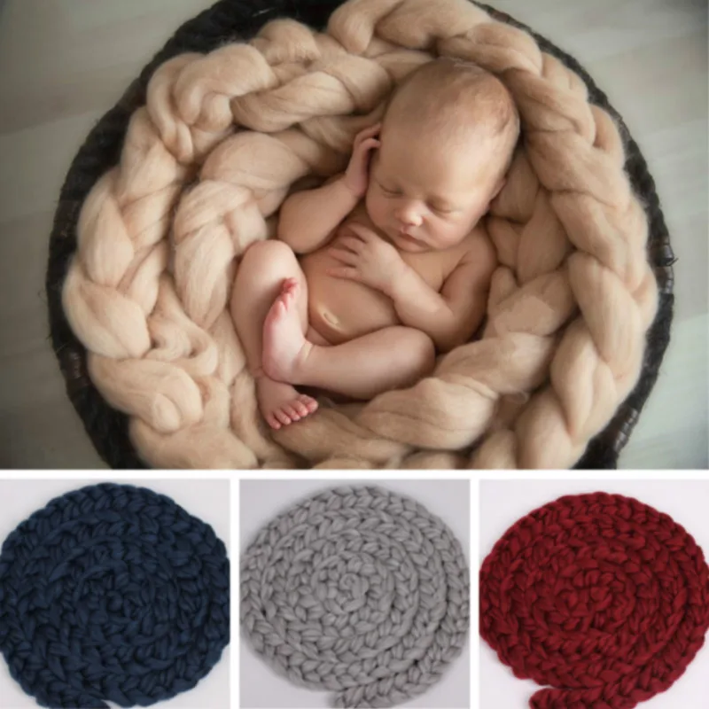 Newborn Photography Props Twist Blankets Coarse Woolen Yarn Blankets Baby Container Fillers Big Props Filling Infantil Accessory