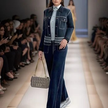 Two Piece Set New Luxury Catwalk Autumn High Quality Fashion Party Pure Color Button Top Casual Long Pants Pretty Women's Sets