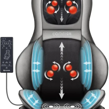 2D ro 3D Kneading Massage Chair Pad, Adjustable Compression Seat Massager for Full
