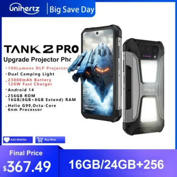 Unihertz tank 2 Pro 8849 rugged phone with projector 100MP 24GB 256GB Android 14 100MP NFC 120W Helio G99 23800mAh
