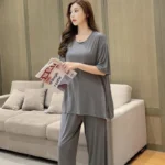 kf-Se43bf73ee7194e2d8d17f37071c04b12n-Modal-cotton-suit-for-women-summer-plus-size-relaxed-sports-pants-yoga-two-piece-set-of