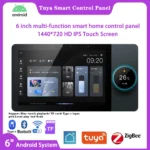 2024 Hot Sale 6 Inch Tuya Smart Home Central Control Touch Panel Knob Adjustment Intelligent Voice Control Tuya Zigbee Gateway