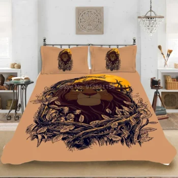 Champagne Simba Lion King Nala Bedding Set Duvet Cover Pillowsham Housse de couette Children Bedclothes for Kids Bed