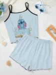 kf-S9e0dae5fba5240658fbd33506942e6fbf-Home-Dress-Women-s-Suit-T-shirt-Pajama-Skirt-Lettuce-Trim-Top-Stitch-Short-Sets-Disney