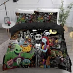 Disney Nightmare Before Christmas Comforter Cover with Pillowcase 3Pcs Boys Girls Home Quilt Cover Movies Character Bedding Set