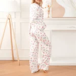 kf-S55b03af5ddaf4746afbe3c39c321b39fp-Women-Sleepwear-Loungewear-Loose-2-Pieces-Print-Sweet-Long-Sleeve-Lapel-Neck-Shirt-Tops-and-Elastic