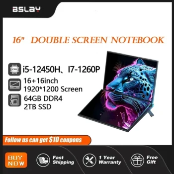 Laptop 16+16inch Intel Core i7-1260P/i5-12450H Dual Screen 64GB DDR4 2TB SSD 4.7GHz HD Camera Touchscreens Lightweight Notebook