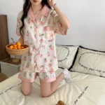 kf-Sba1dde20df7e4f7482d4743c3fc25500T-Women-Pajamas-Sets-Summer-2-Piece-Peaches-Print-Pyjama-Faux-Silk-Satin-Buttons-Sleepwear-Short-Sleeve