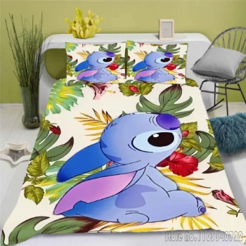 Stitch 3-Piece Set 1 Quilt Cover 3d Children'S Bedding Set 100% Polyester Duvet Cover Suitable For Children And Adults Home