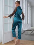 kf-S560c3cf7bf6a4e46a7b610c9a0df67d30-Women-s-Satin-Pajamas-Set-Gorgeous-Sleeve-Top-with-Pant-Contrast-Lace-Lounge-Wear-Hollow-Out
