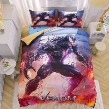 The Avengers Venom Spiderman Boys Bedding Set Duvet Cover Bed Sheet Pillowcases Ant-Man Black Panther Twin Single Size For Gift