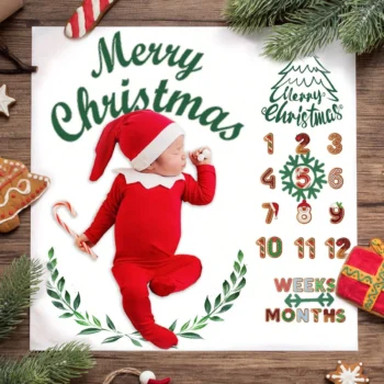 Ylsteed Christmas Festival Newborn Photography Props Valentine's Day Heart Print Baby Milestone Blanket Photo Shoot Backdrop