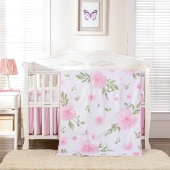 3Pcs Baby Girl Nursery Bedding Crib Bedding Set For Boys and Girls cuna para bebe (Baby Comforter Fitted Sheet Crib Skirt)