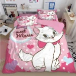 Hot Cute Pink Marie Cat Bedding Set Queen King Size Bed Set Children Girls Baby Duvet Cover Pillowcase Birthday Gift
