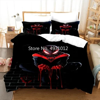 3D Printing Animation Spiderman Bedding Set Fashion Cartoon Duvet Cover Single Double Queen King Bedclothes Pillowcase Boys Gift