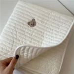 INS Newborn Children Room Decor Baby Crib Thin Cotton Mattress Bear Embroidery Quilted Bed Linen Cushion Children Bedding Sheets