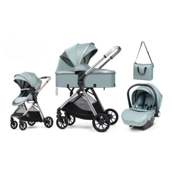 3 in 1 multifunctional baby stroller equipped with car seats for sitting and lying down, lightweight and comes with a mommy bag
