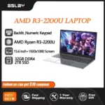 Gaming Laptop 15.6 Inch AMD R3 2200U 32GB RAM 2TB SSD Fingerprint Unlock DDR4 Windows 11 Blacklit Keypad Portable Notebook