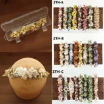 KD Newborn Photography Props Fancy Baby Shoot Headband With Portable Box Stretch Straps Dried Floral Headwear Studio Accessories