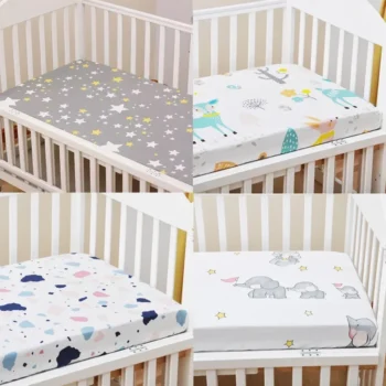 Baby Bed Pure Cotton Fitted Sheet Bed Sheet Baby Mother and Baby Supplies Cartoon Cover Bed Cover Bedding Set