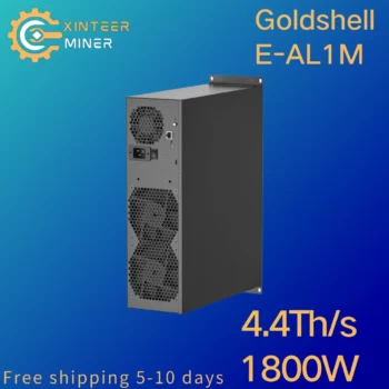 Model E-AL1M from Goldshell mining Blake3 algorithm with a maximum hashrate of 4.4Th/s for a power consumption of 1800W.