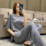 kf-Se43bf73ee7194e2d8d17f37071c04b12n-Modal-cotton-suit-for-women-summer-plus-size-relaxed-sports-pants-yoga-two-piece-set-of