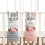 Baby Bed Hanging Storage Bags Cotton Newborn Crib Organizer Toy Diaper Pocket for Crib Bedding Set Accessories Nappy Store Bags