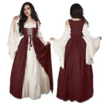 kf-Sc2353f85f1ac405ab69cf10aa64cb5226-European-and-American-Medieval-Retro-Contrasting-Slim-Fitting-Skirt-with-Flying-Sleeves-Large-Swing-Skirt-Dress