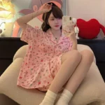 kf-S330df28b141a46c7b19114752a70c35fL-150kg-Plus-Size-Ins-Cartoon-Pajamas-Set-Korean-Student-Summer-Internet-Celebrity-Girl-Short-Sleeve-Shorts